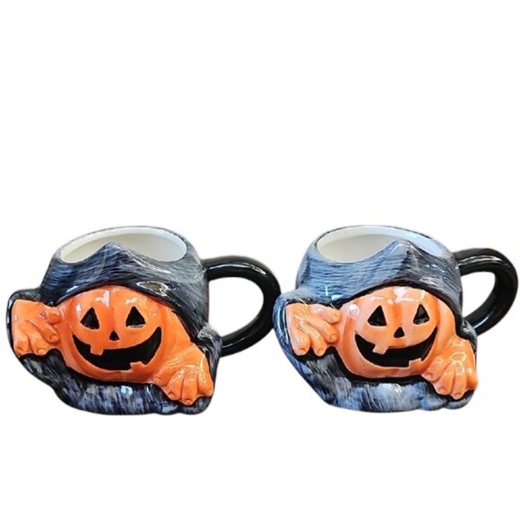 NEW 3 ceramic Jack-o'-lantern Halloween mugs Lewis mug Hyde and Eek Target - Picture 11 of 16